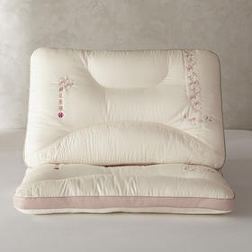 自然醒锦绣桃花枕全棉纯棉粉色桃花刺绣枕头枕芯XK