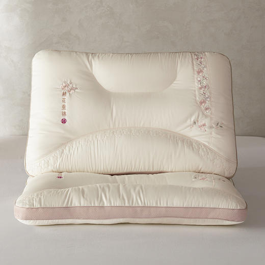 自然醒锦绣桃花枕全棉纯棉粉色桃花刺绣枕头枕芯XK 商品图0