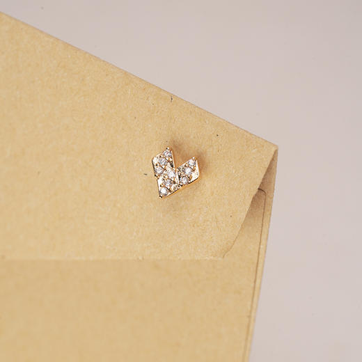 北京仓｜Leo Sedim-SURFACE-金色 爱心 锆石 单只 耳钉［法国设计师］ 商品图0