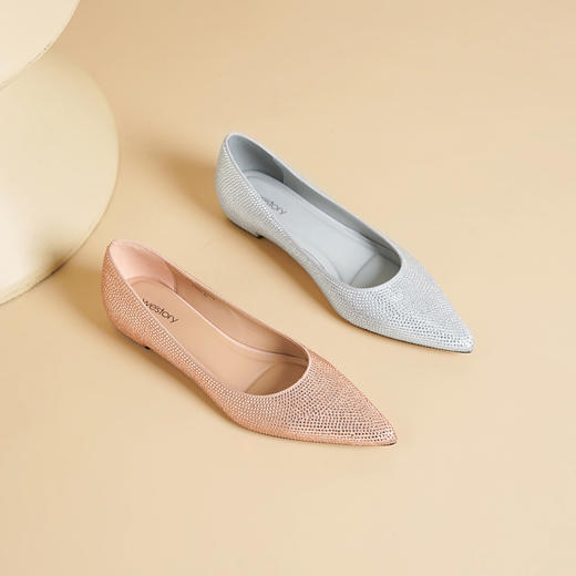 Westory2026年春季满钻圆尖头低跟单鞋婚鞋晚宴鞋百搭浅口单鞋S26AE50391 商品图9