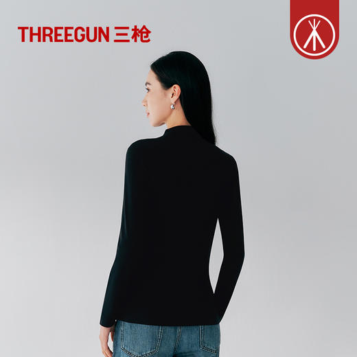 Threegun三枪 【莫代尔】连领女士长袖上衣打底衫-24008A011 商品图1
