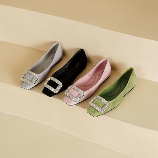 Westory2026年春季绒面羊皮低跟小方头套包软底单鞋通勤百搭浅口鞋S26AE50461 商品图9