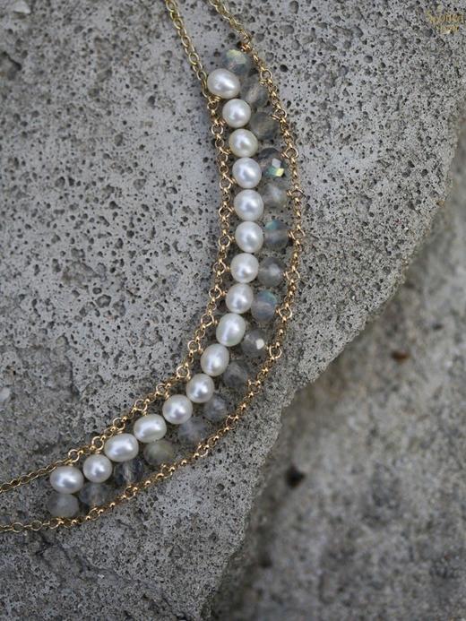SpoiledBrat Jewelry珍珠斜长石/月光石轨道项链 商品图0