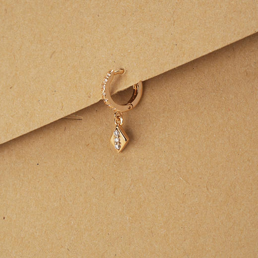 北京仓｜Leo Sedim-AXIS-金色 菱形 锆石 吊坠 单只 耳环［法国设计师］ 商品图5