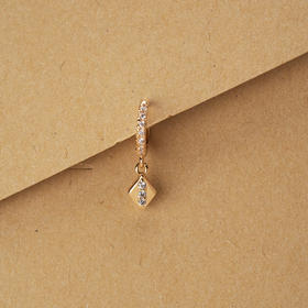 北京仓｜Leo Sedim-AXIS-金色 菱形 锆石 吊坠 单只 耳环［法国设计师］