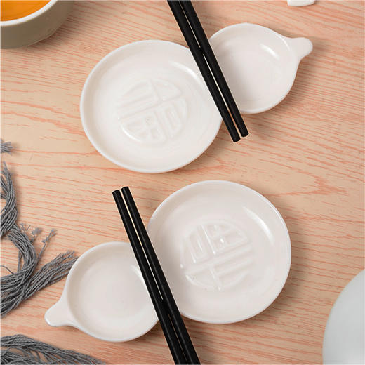 匠艺黑檀筷子瓷碟6件套 商品图3