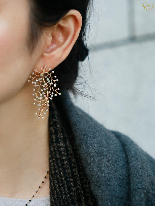 SpoiledBrat Jewelry叶脉系列 | 珍珠月光石耳钉 商品图2