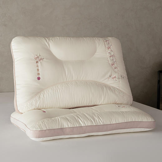 自然醒锦绣桃花枕全棉纯棉粉色桃花刺绣枕头枕芯XK 商品图8