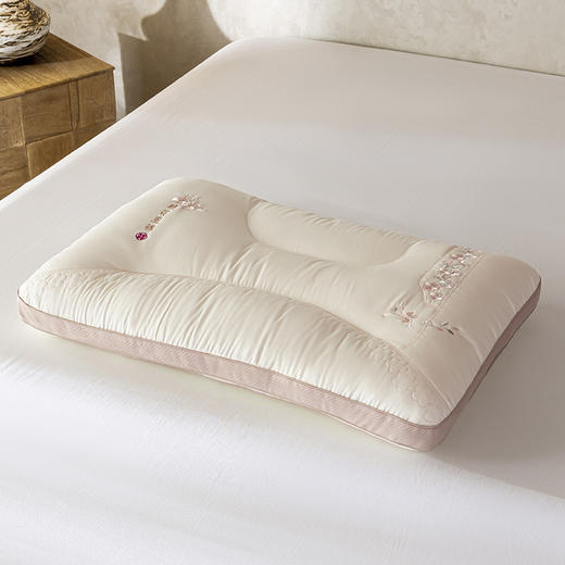 自然醒锦绣桃花枕全棉纯棉粉色桃花刺绣枕头枕芯XK 商品图1