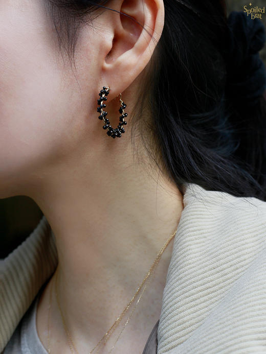 SpoiledBrat Jewelry黑尖晶大耳圈 商品图4