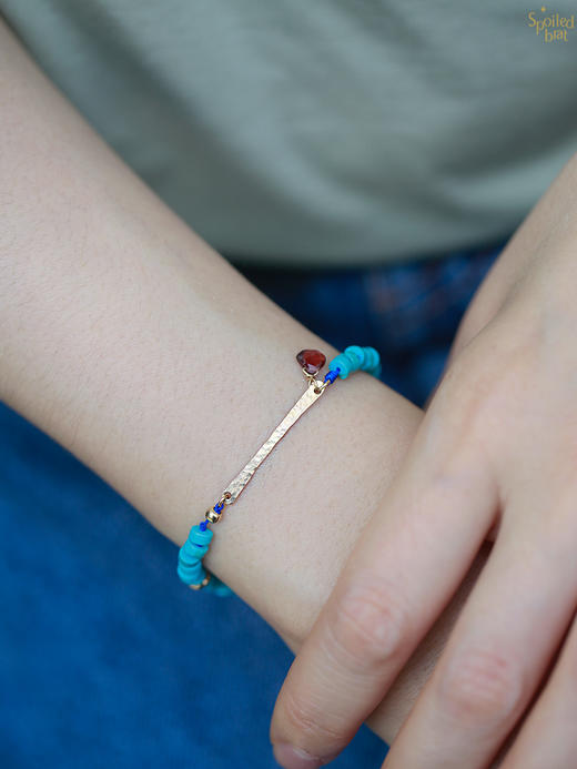 SpoiledBrat Jewelry绿松石石榴石ID一字手链 商品图2