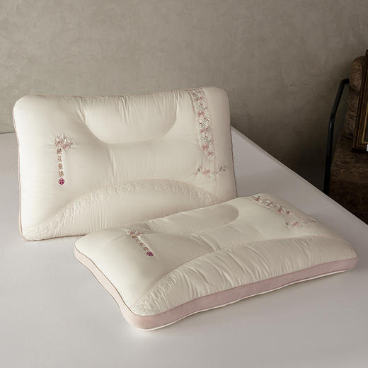 自然醒锦绣桃花枕全棉纯棉粉色桃花刺绣枕头枕芯XK 商品图7