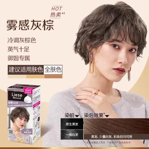 花王Liese莉婕泡泡染发剂泡沫染发膏遮白发盖白染发-雾感灰棕 108ml 商品图0