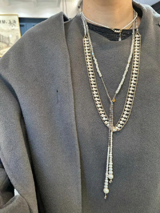 SpoiledBrat Jewelry珍珠月光石轨道长链 商品图4