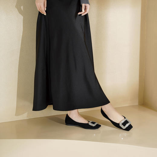 Westory2026年春季绒面羊皮低跟小方头套包软底单鞋通勤百搭浅口鞋S26AE50461 商品图7