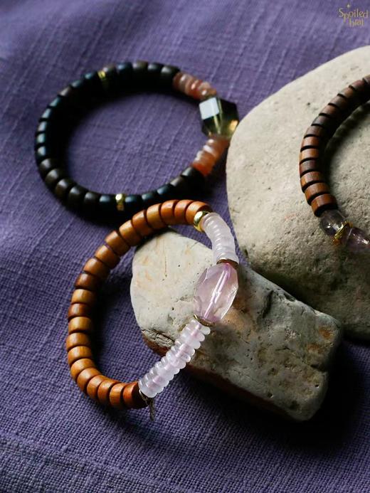 SpoiledBrat Jewelry 檀香木太阳石/粉晶/绿松石手串 商品图0