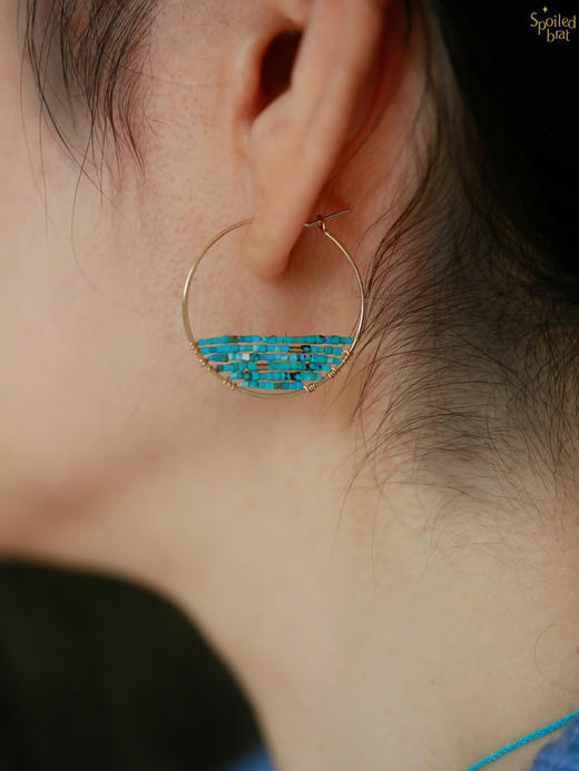 SpoiledBrat Jewelry土耳其蓝绿松石耳圈 商品图3