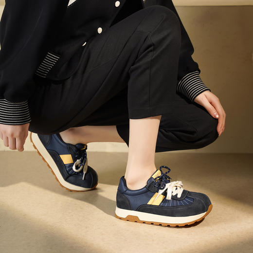 西村名物2025年秋季新款深色系拼色百搭丑萌休闲系带舒适透气牛筋底阿甘鞋运动鞋T25CM32021 商品图6