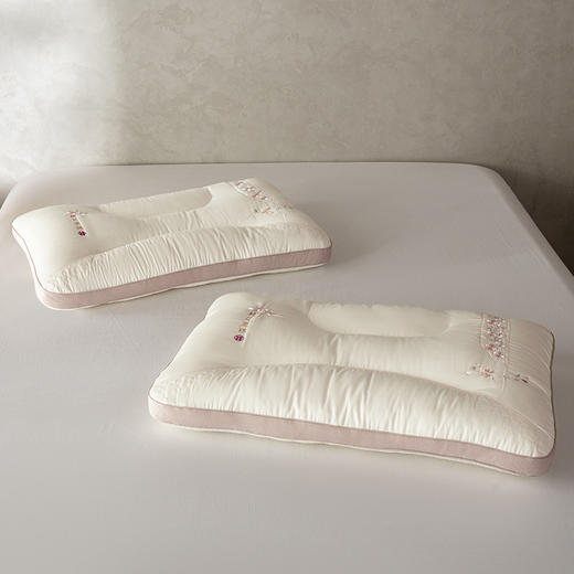 自然醒锦绣桃花枕全棉纯棉粉色桃花刺绣枕头枕芯XK 商品图9