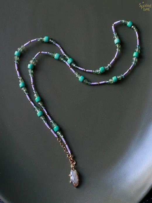 SpoiledBrat Jewelry彩织系列 | 磷灰石绿松石紫色编绳两用项链 商品图0