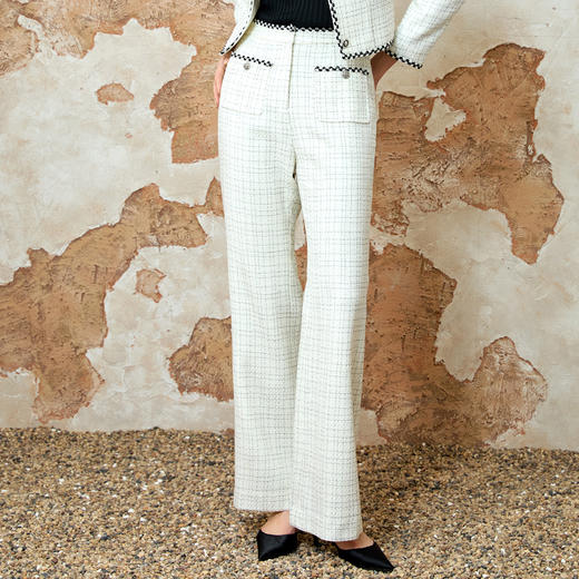 EITIE爱特爱气质高腰显瘦通勤小香风直筒裤春季新款8105801 商品图2