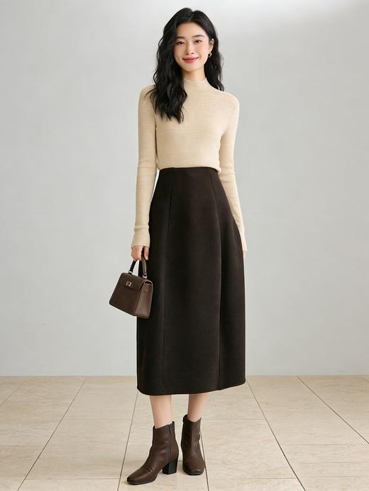 臣禾	【立裁花苞裙】羊毛混纺百搭显瘦A字松紧腰半身裙	JZ254030275 商品图7