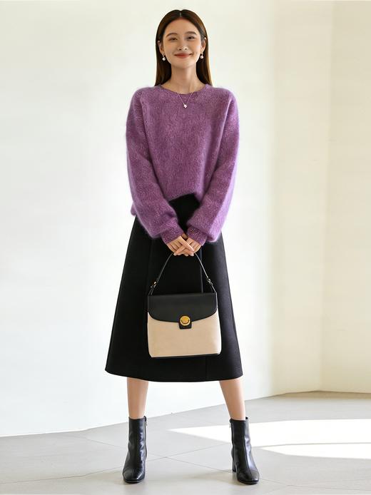 臣禾	【花纱拉毛毛衫】100%绵羊毛 圆领落肩袖慵懒毛衣针织衫	JZ254090775 商品图5