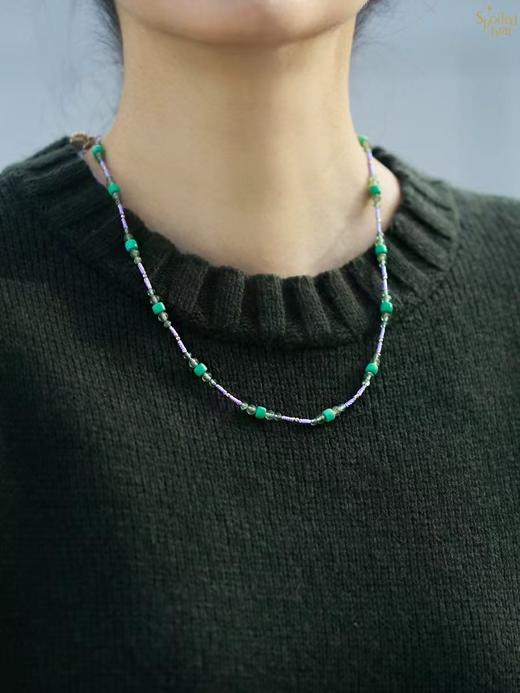 SpoiledBrat Jewelry彩织系列 | 磷灰石绿松石紫色编绳两用项链 商品图6