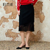 EITIE爱特爱高腰通勤不对称拼接黑色半身裙春新款8106801 商品缩略图0