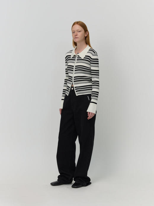 条纹撞色毛衣开衫 商品图0