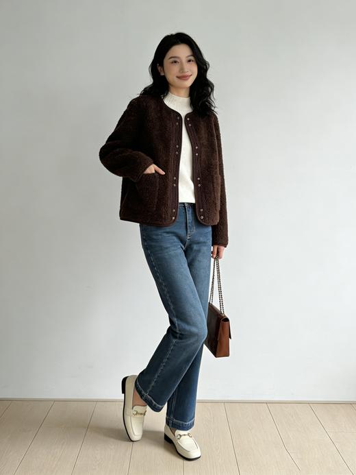 L1臣禾	【小香风羊羔毛大衣-短款】正肩拼接颗粒绒保暖外套	JZ254250375 商品图7