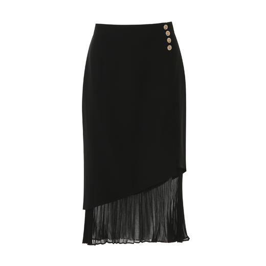 EITIE爱特爱高腰通勤不对称拼接黑色半身裙春新款8106801 商品图5