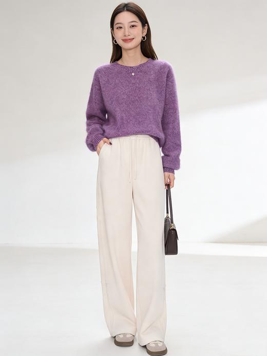 臣禾	【花纱拉毛毛衫】100%绵羊毛 圆领落肩袖慵懒毛衣针织衫	JZ254090775 商品图4