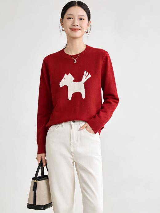 臣禾	【鸿运毛衫】马年限定 100%绵羊毛 本命年新年氛围感针织衫	JZ254090196 商品图2