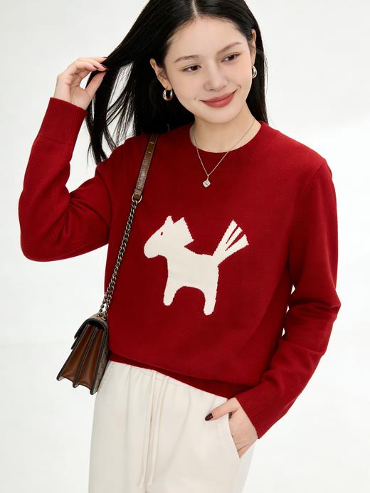 臣禾	【鸿运毛衫】马年限定 100%绵羊毛 本命年新年氛围感针织衫	JZ254090196 商品图1