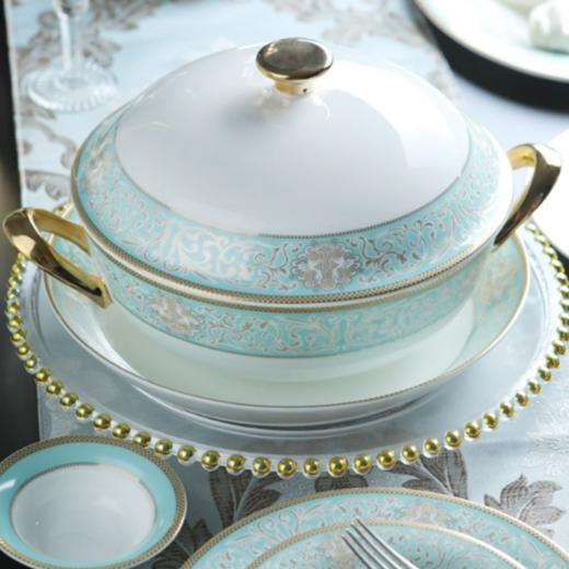 品物攸宜蓝色多瑙河10人52头骨瓷餐具 商品图4