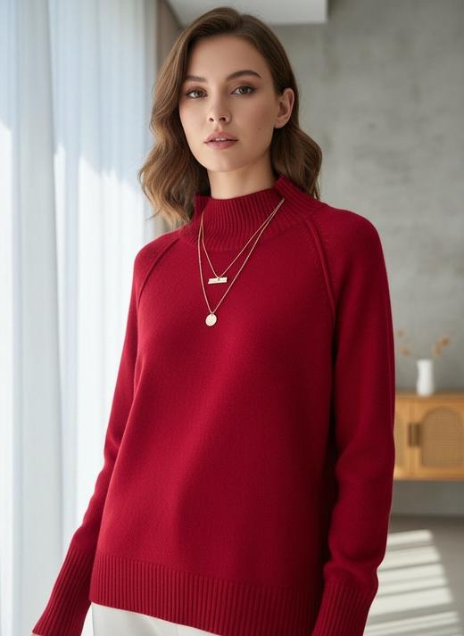 臣禾	【廓形毛衫】100%澳洲羊毛 半高领插肩袖宽松针织衫	JZ254090112 商品图2