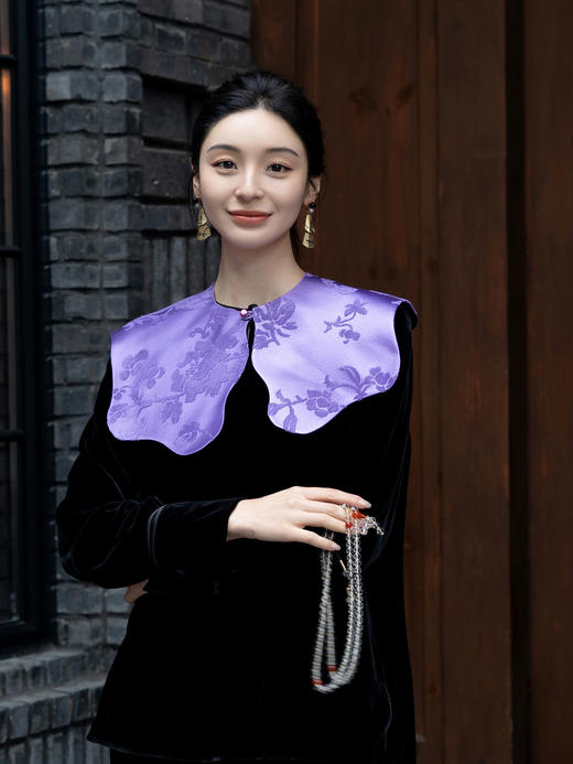 盛唐牡丹 | 富贵牡丹真丝漳缎披肩 商品图0