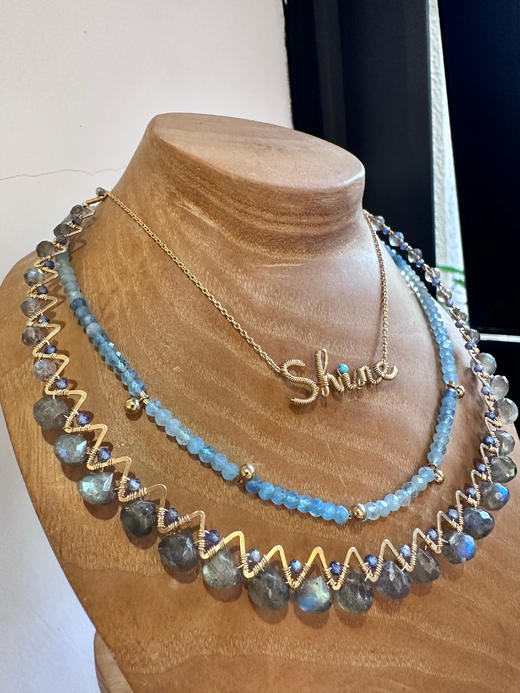 SpoiledBrat Jewelry芒光系列｜斜长石月光石精致颈链 商品图6