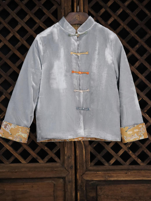 盛唐牡丹 | Kids 蓝灰色马跃新春双穿外套 商品图6