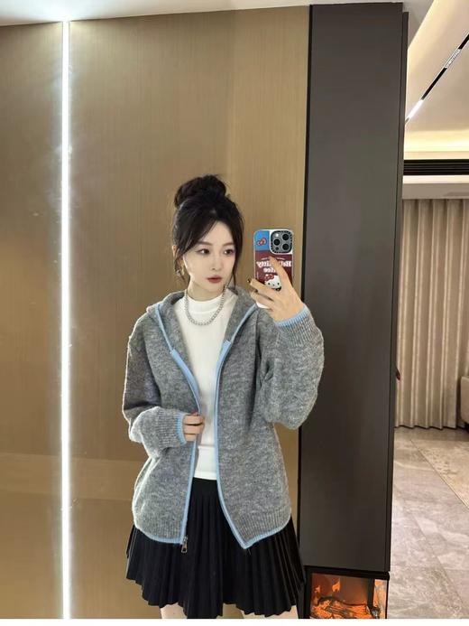 清了！清！不支持退货 自营【超美针织衫】M05撞色外套蓝边开衫针织毛衣外套毛衣-喜出 商品图1