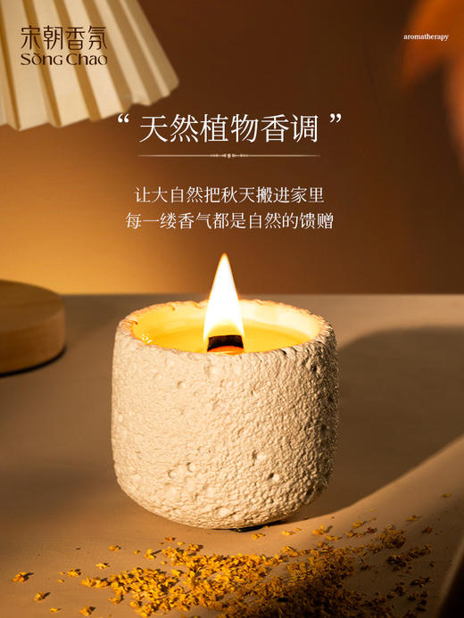 宋朝冷山桂花白噪音香薰精油蜡烛室内家用持久卧室冷山香薰蜡烛清透栀子香春雨清茶200G 商品图2
