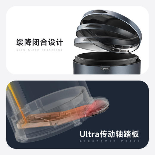 优百纳骑士系列脚踏式卫生桶垃圾桶-5L（原钛色） 商品图1