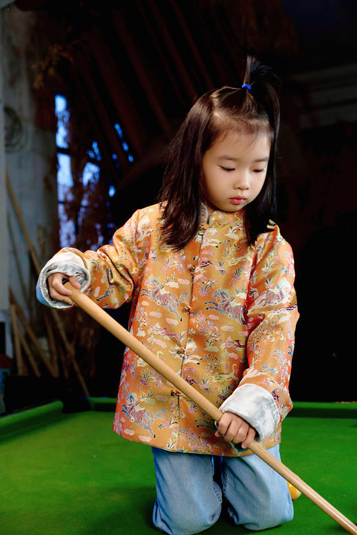 盛唐牡丹 | Kids 蓝灰色马跃新春双穿外套 商品图2