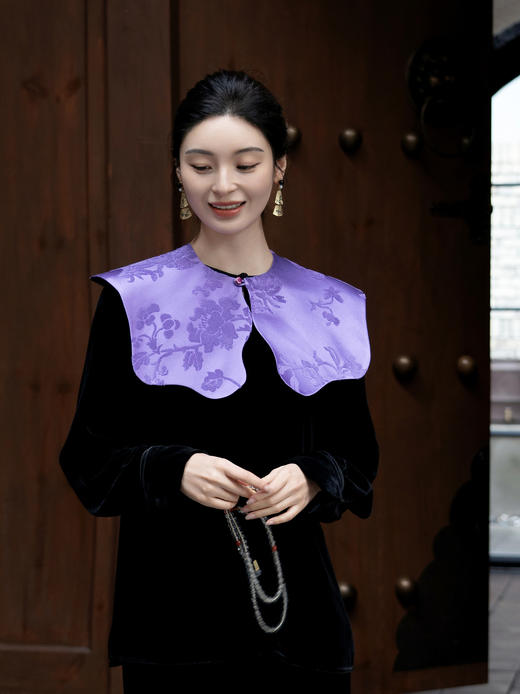 盛唐牡丹 | 富贵牡丹真丝漳缎披肩 商品图3