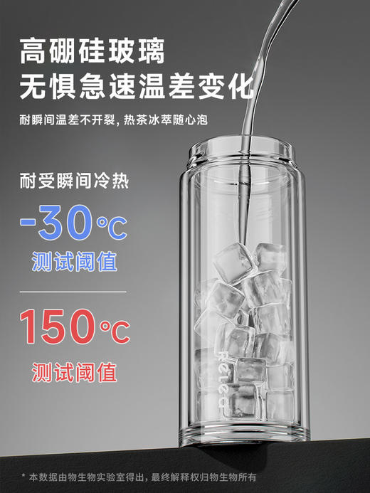 物生物-茗香黑色智能泡茶玻璃杯水杯330ML 商品图3