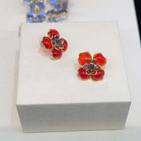 北京仓｜Gripoix Paris-Poppy Flower-小号 紫色 虞美人 耳环［法国设计师］