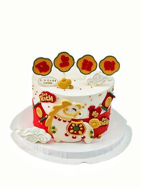 2026“马上发财”蛋糕上面的装饰是巧克力可食用（提前5小时预定）