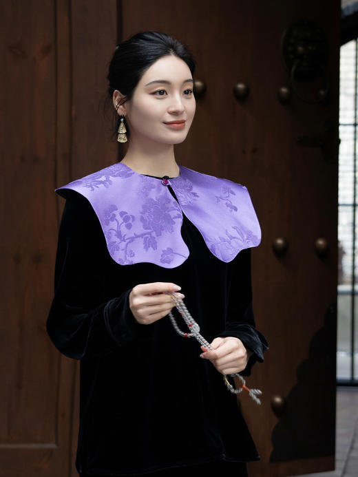 盛唐牡丹 | 富贵牡丹真丝漳缎披肩 商品图1