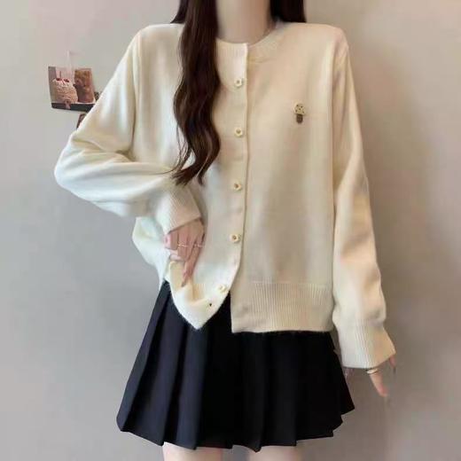 自营【超美针织衫】M12韩系小蘑菇刺绣花朵开衫毛衣-喜出 商品图0